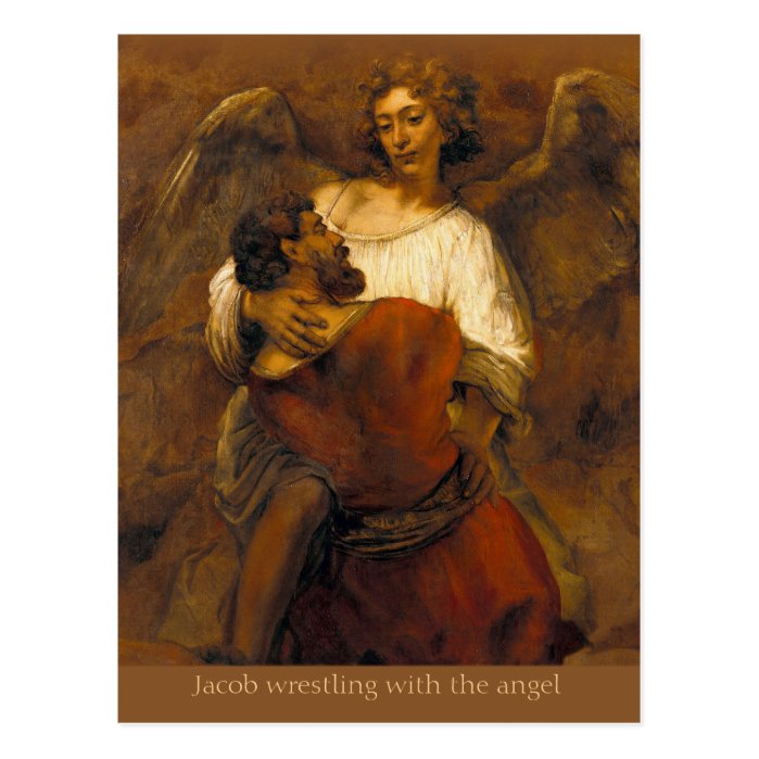 Jacob wrestling with the angel CC0799 Rembrandt Postcard