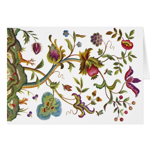 Jacobean Crewel Embroidery Tree Of Life Greeting Card Zazzle