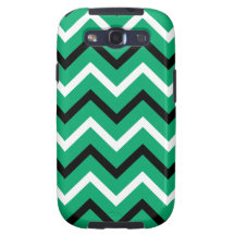 Jade, Black and White Chevron Stripes (Zigzags) Galaxy S3 Case