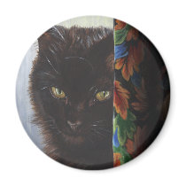 Jade Black Kitty Cat by ArtByAkiko Magnet