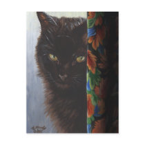 Jade Black Kitty Cat by ArtByAkiko Post Card