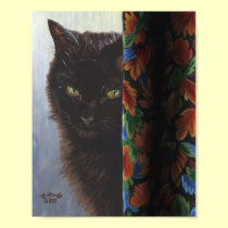 Jade Black Kitty Cat by ArtByAkiko posters