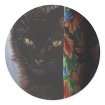 Jade Black Kitty Cat by ArtByAkiko Round Sticker