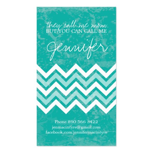 Jade Chevron Mommy Cards Business Card (front side)