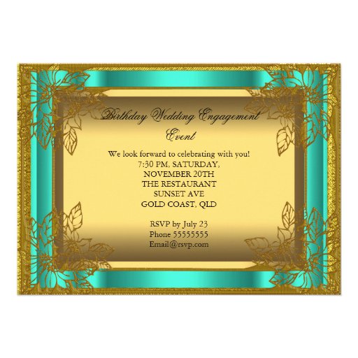Jade Gold Birthday Wedding Engagement TEMPLATE Invites