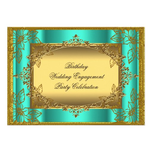 Jade Gold Birthday Wedding Engagement TEMPLATE Invites (front side)
