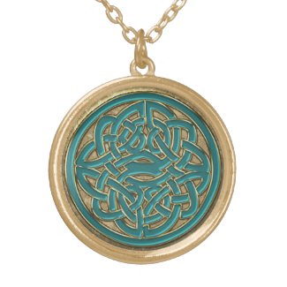 Jade Green and Gold Celtic Knot Necklace