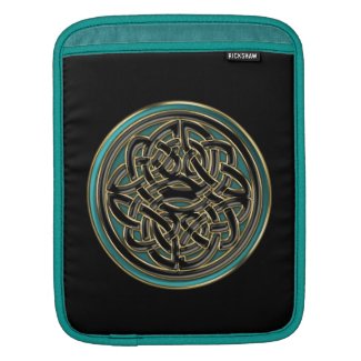 Jade Green and Metallic Gold Celtic Knot on Black