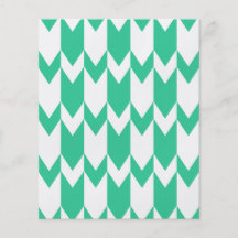 Jade Green and White Chevron Pattern. Flyer Design