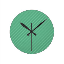 Jade Green Diagonal Stripes. Pattern. Wallclocks
