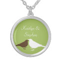 Jade green love birds pair keepsake chain jewelry necklace