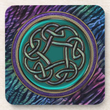 Jade Green Metal Celtic Knot Drink Coaster
