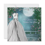 Jade Green Teal Blue Pink Roses Quinceanera Invites