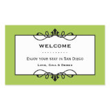 Jade green wrought iron frame out of town gift bag rectangular sticker