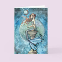 Jade Moon Mermaid Greeting Card by Molly Harrison