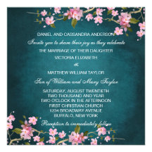 Jade Pink Japanese Cherry Blossoms Wedding Invite