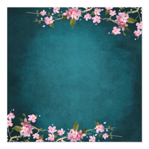Jade Pink Japanese Cherry Blossoms Wedding Invite