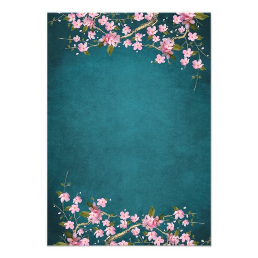 Jade Pink Japanese Cherry Blossoms Wedding Invite