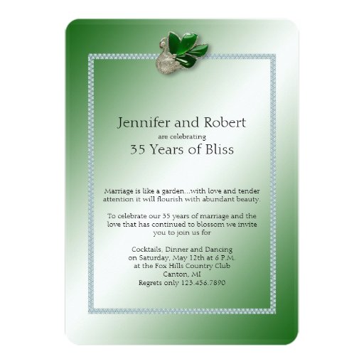 35th wedding anniversary invitation card jade swan 35th wedding anniversary invitation zazzle 35th wedding anniversary invitation card jade swan 35th wedding anniversary invitation zazzle