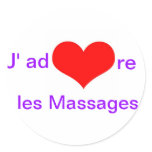 J'adore les massages round sticker J'adore les massages round sticker