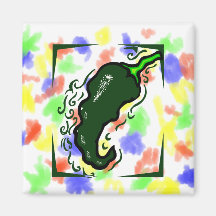 Jagged green pepper green frame.png refrigerator magnets
