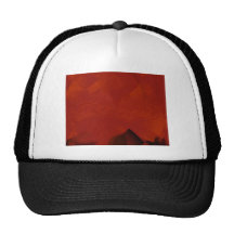 Jagged swirl of orange mesh hats