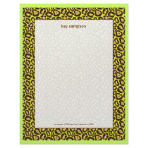 Jaguar print, lime green letterhead
