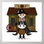 Jailhouse Cowboy on Horse Poster