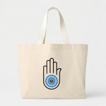 Jainism Symbol Hand and Wheel Reading Ahimsa Tote Bags