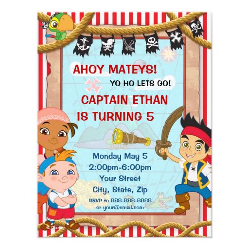 Jake and the Neverland Pirates Birthday Invitation (front side)