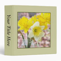 Jam Jar Vase Full Of Daffodils 3 Ring Binders