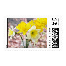 Jam Jar Vase Full Of Daffodils Stamp
