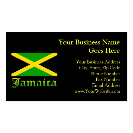 Jamaica Flag, Black, Green and Yellow Business Card