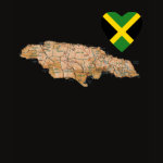 Jamaica Flag Heart Map Fitted AA T-Shirt