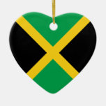 Jamaica Flag Heart Christmas Tree Ornaments
