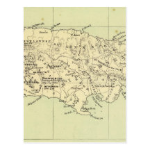 Jamaica Lithographed Map Postcard