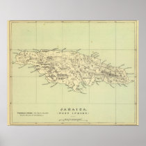 Jamaica Lithographed Map