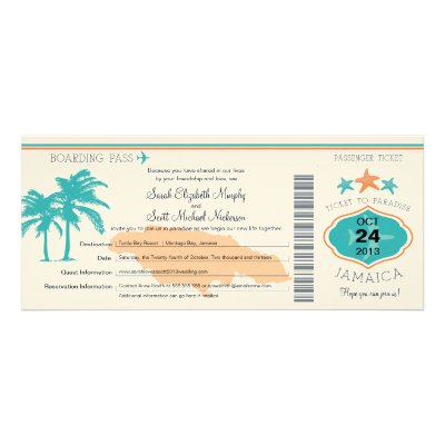 Jamaica Save the Date Boarding Pass Announcement