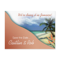 Jamaica Save The Date (coral sand) postcards by Special_Occasions Jamaica Save The Date (coral sand) postcards