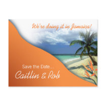 Jamaica Save The Date (papaya orange) postcards by Special_Occasions Jamaica Save The Date (papaya orange) postcards