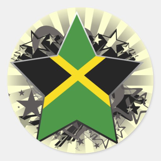 Jamaica Star Classic Round Sticker Zazzle