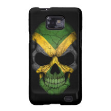 Jamaican Flag Skull on Black Samsung Galaxy S2 Covers