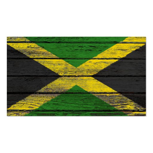 Jamaican Flag with Rough Wood Grain Effect Business Cards (front side)