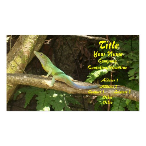 Jamaican Green Lizard Business Cards (front side)
