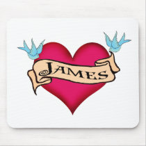 James - Custom Heart Tattoo T-shirts & Gifts mousepads by customtattoogifts James - Custom Heart Tattoo T-shirts & Gifts mousepads