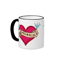 James - Custom Heart Tattoo T-shirts & Gifts mugs