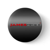 James Dore' Button silver bkgnd red & white