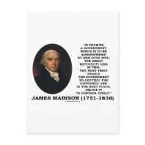 James Madison Framing A Government Control Itself Postcard
