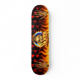 real fire flames skulls skateboard by skatersollie 