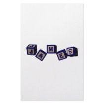 James toy blocks in blue. Great gift for loved one stationery